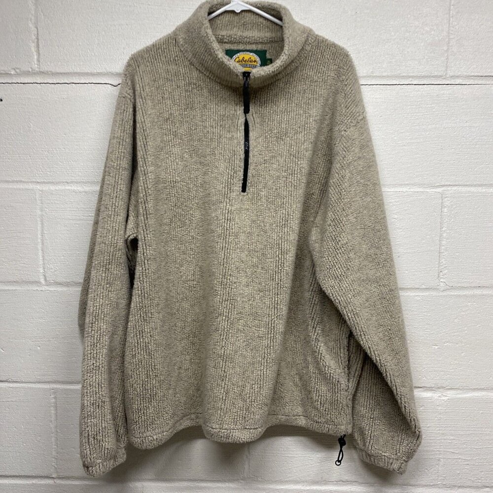 cabelas deep pile half zip fleece size xl tall oatmeal Mens Pullover